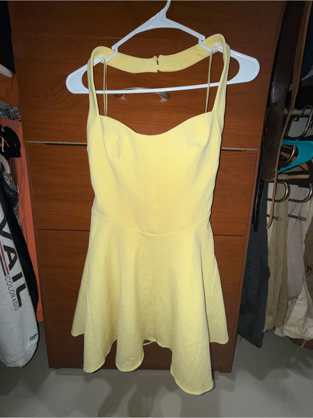 Zara Yellow Sweetheart Skater Dress with Choker Strap